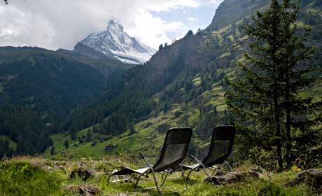 Zermatt Chalet Les Ecureuils summer view from garden 