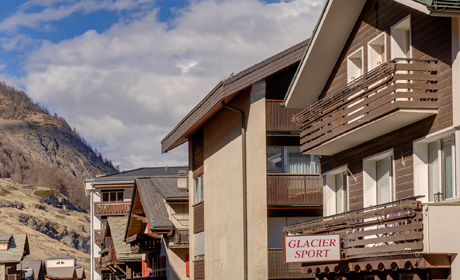 Zermatt Murini Loft lounge view of the Matterhorn