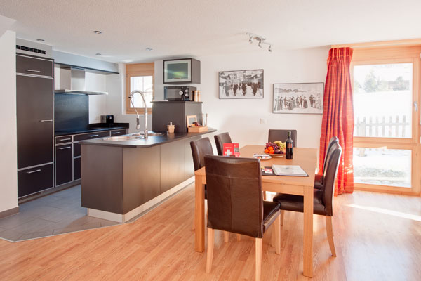 The kitchen and dining area